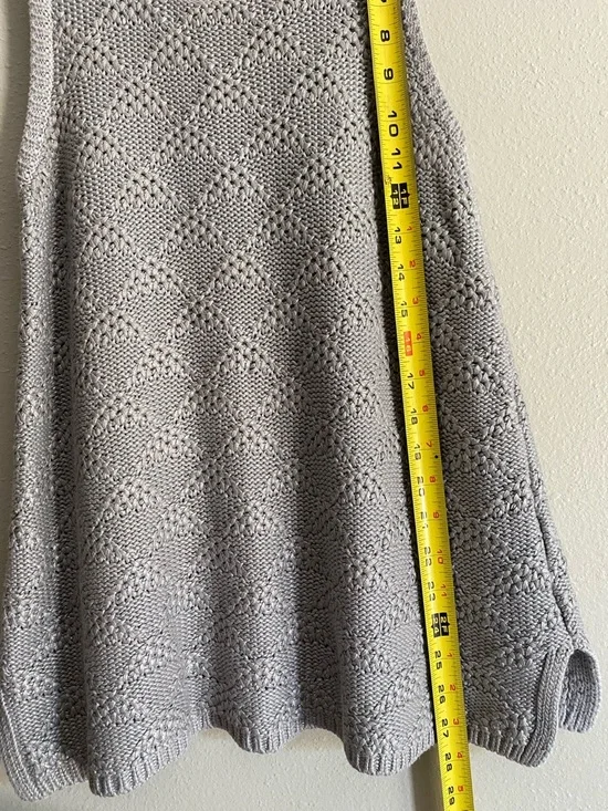 Moth Anthropologie Gray Pointelle Geometric Knit Tank Top Size M Cotton Blend - Picture 5 of 7